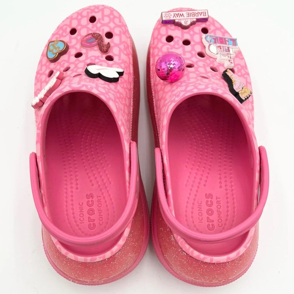 Barbie The Movie Mega Crush Clog Hot Pink Platform Crocs with Jibbitz